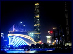 Zhujiang New Town skyline by night. These two supertalls are International Finance Center and Chow Tak Centre.